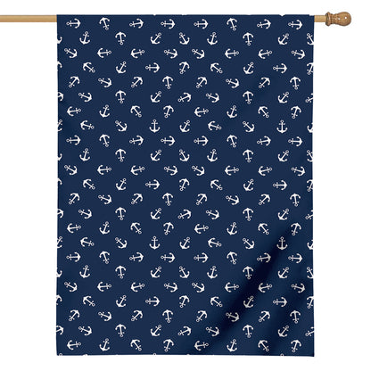 Blue And White Anchor Pattern Print House Flag