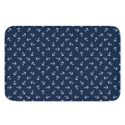 Blue And White Anchor Pattern Print Indoor Door Mat