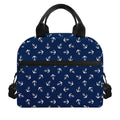 Blue And White Anchor Pattern Print Insulated Lunch Bag
