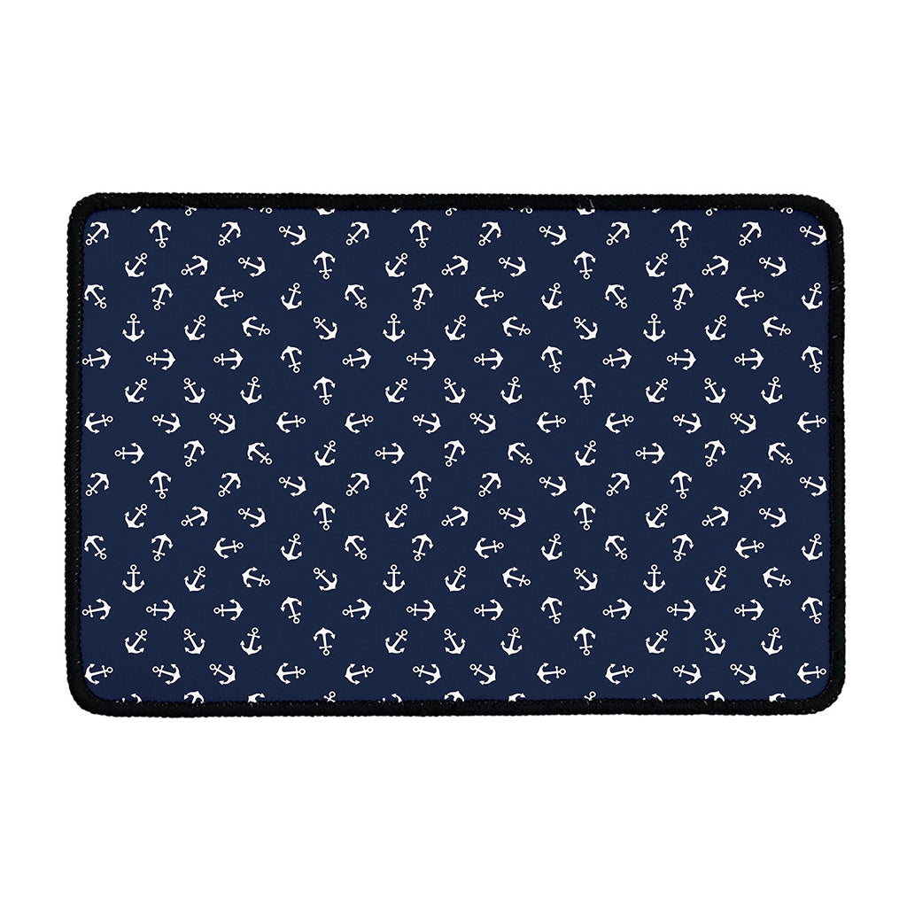 Blue And White Anchor Pattern Print Kitchen Mat