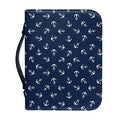 Blue And White Anchor Pattern Print Leather Bible Cover