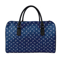 Blue And White Anchor Pattern Print Leather Duffel Bag