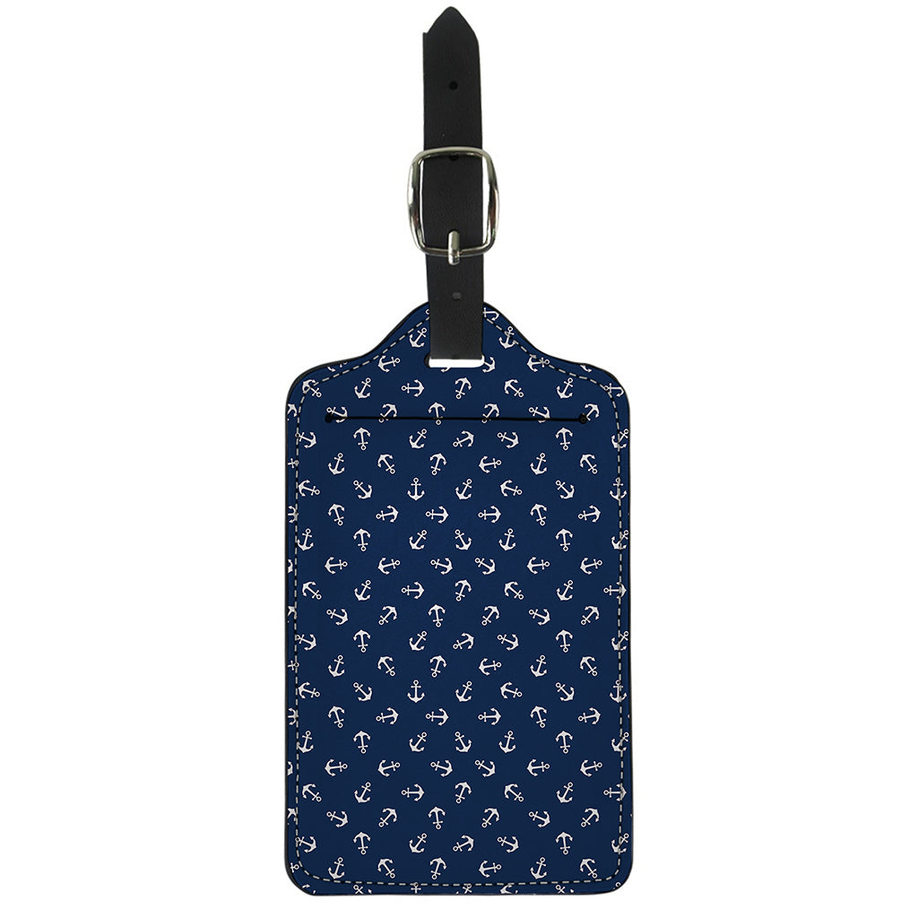 Blue And White Anchor Pattern Print Luggage Tag