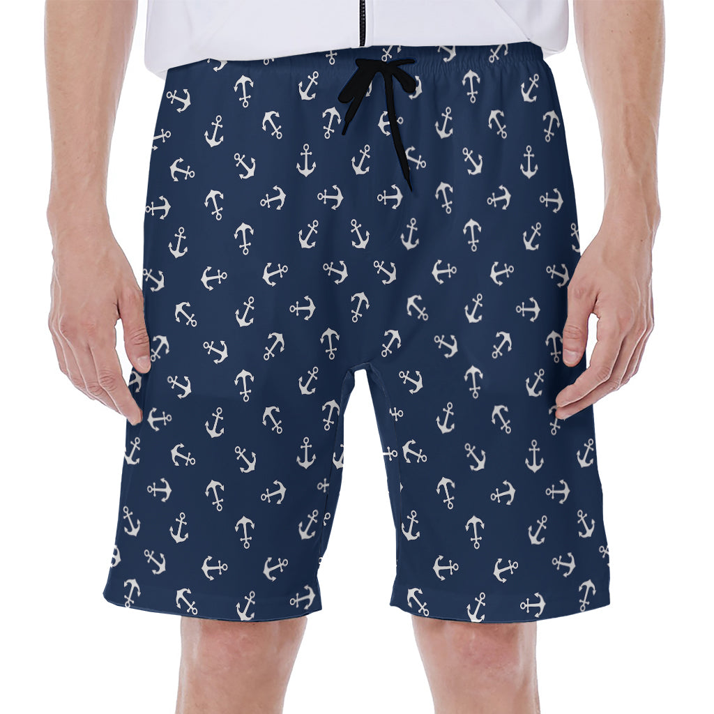 Blue And White Anchor Pattern Print Men's Beach Shorts