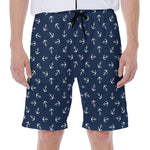 Blue And White Anchor Pattern Print Men's Beach Shorts