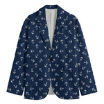 Blue And White Anchor Pattern Print Men's Blazer