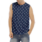 Blue And White Anchor Pattern Print Men's Fitness Tank Top