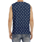 Blue And White Anchor Pattern Print Men's Fitness Tank Top