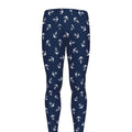 Blue And White Anchor Pattern Print Men's Leggings