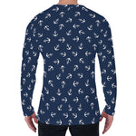 Blue And White Anchor Pattern Print Men's Long Sleeve T-Shirt