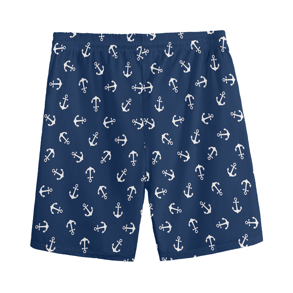Blue And White Anchor Pattern Print Men's Sports Shorts
