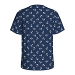 Blue And White Anchor Pattern Print Men's Sports T-Shirt