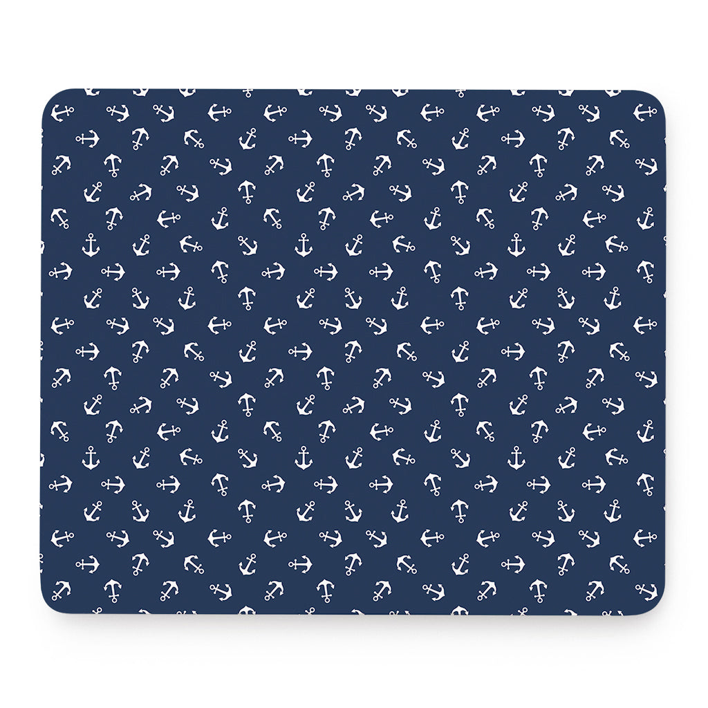 Blue And White Anchor Pattern Print Mouse Pad