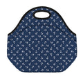 Blue And White Anchor Pattern Print Neoprene Lunch Bag