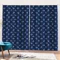 Blue And White Anchor Pattern Print Pencil Pleat Curtains
