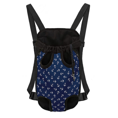Blue And White Anchor Pattern Print Pet Carrier Backpack