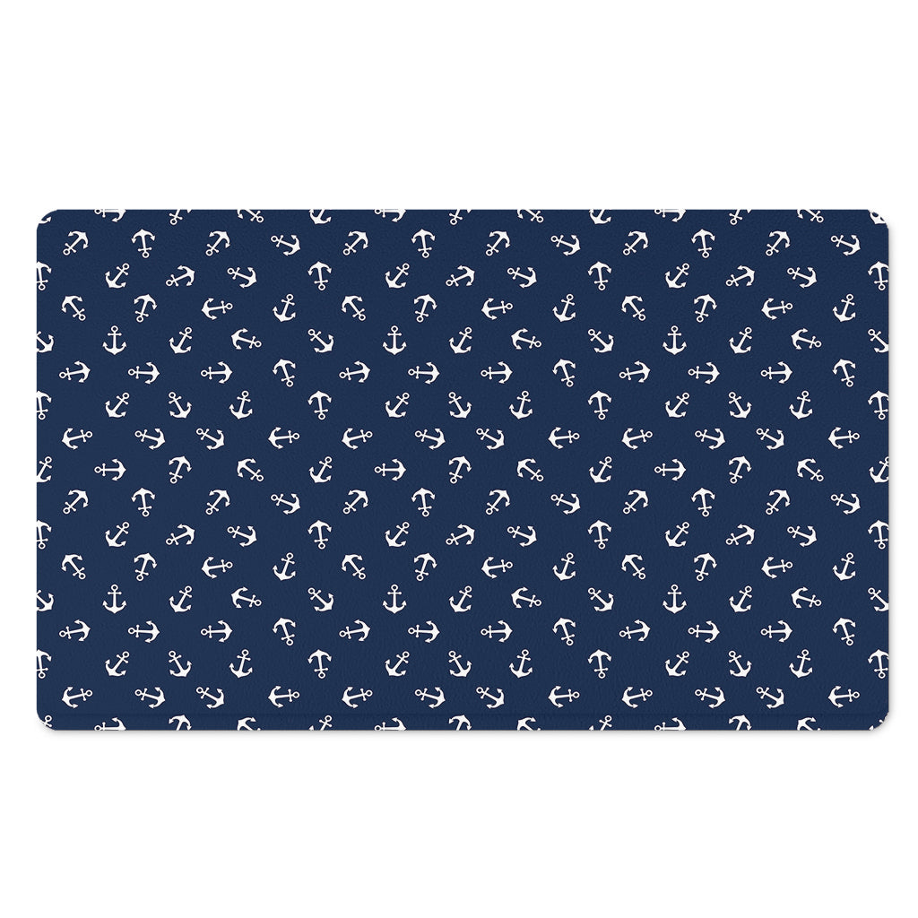 Blue And White Anchor Pattern Print Polyester Doormat