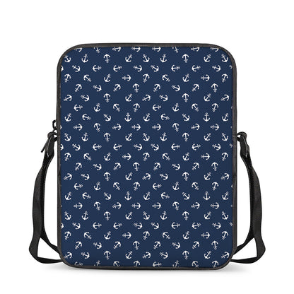 Blue And White Anchor Pattern Print Rectangular Crossbody Bag