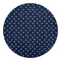 Blue And White Anchor Pattern Print Round Blanket