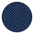 Blue And White Anchor Pattern Print Round Floor Mat