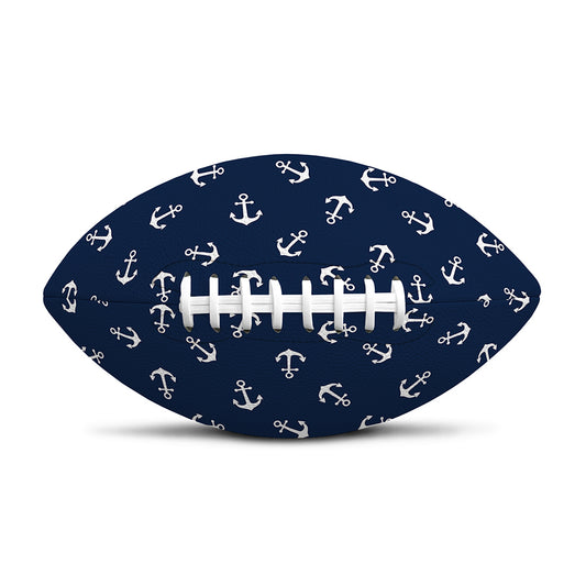 Blue And White Anchor Pattern Print Rugby Ball