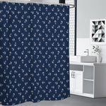 Blue And White Anchor Pattern Print Shower Curtain