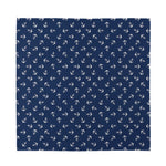 Blue And White Anchor Pattern Print Silk Bandana