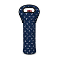 Blue And White Anchor Pattern Print Single Neoprene Wine Tote