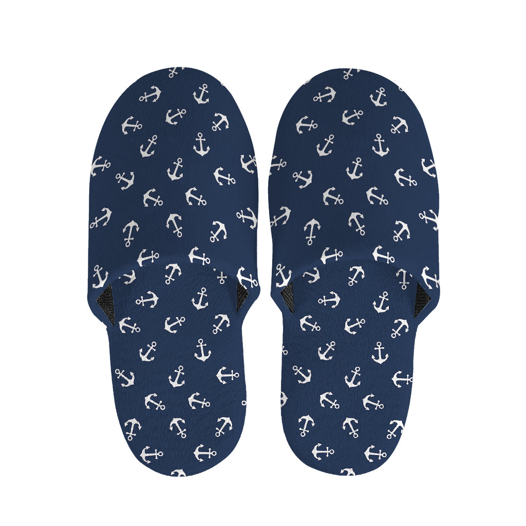 Blue And White Anchor Pattern Print Slippers
