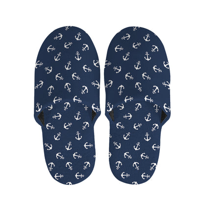 Blue And White Anchor Pattern Print Slippers