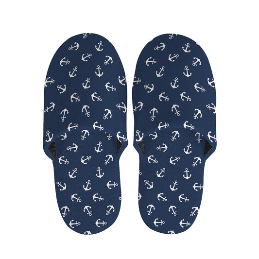 Blue And White Anchor Pattern Print Slippers