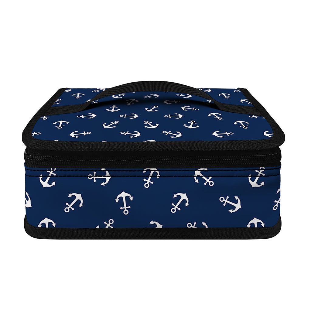 Blue And White Anchor Pattern Print Small Lunch Bag