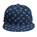 Blue And White Anchor Pattern Print Snapback Cap