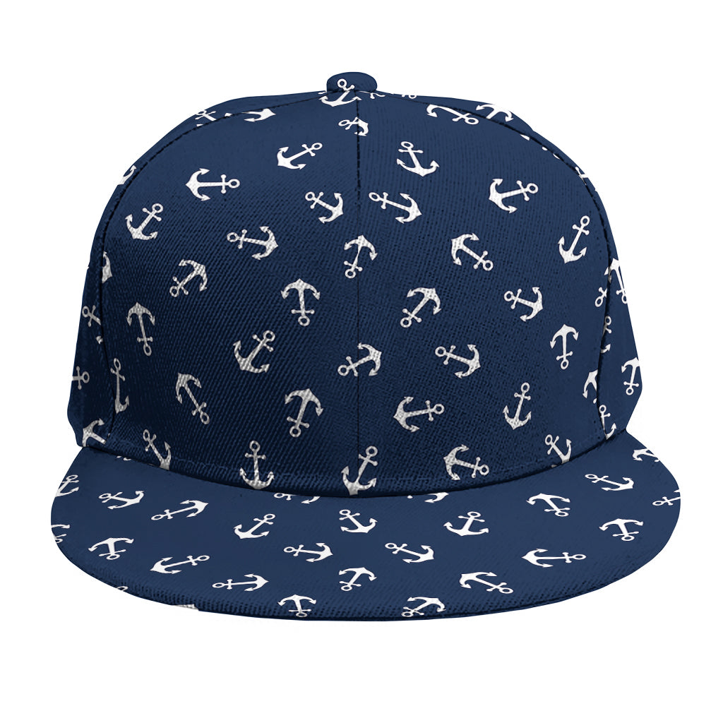 Blue And White Anchor Pattern Print Snapback Cap