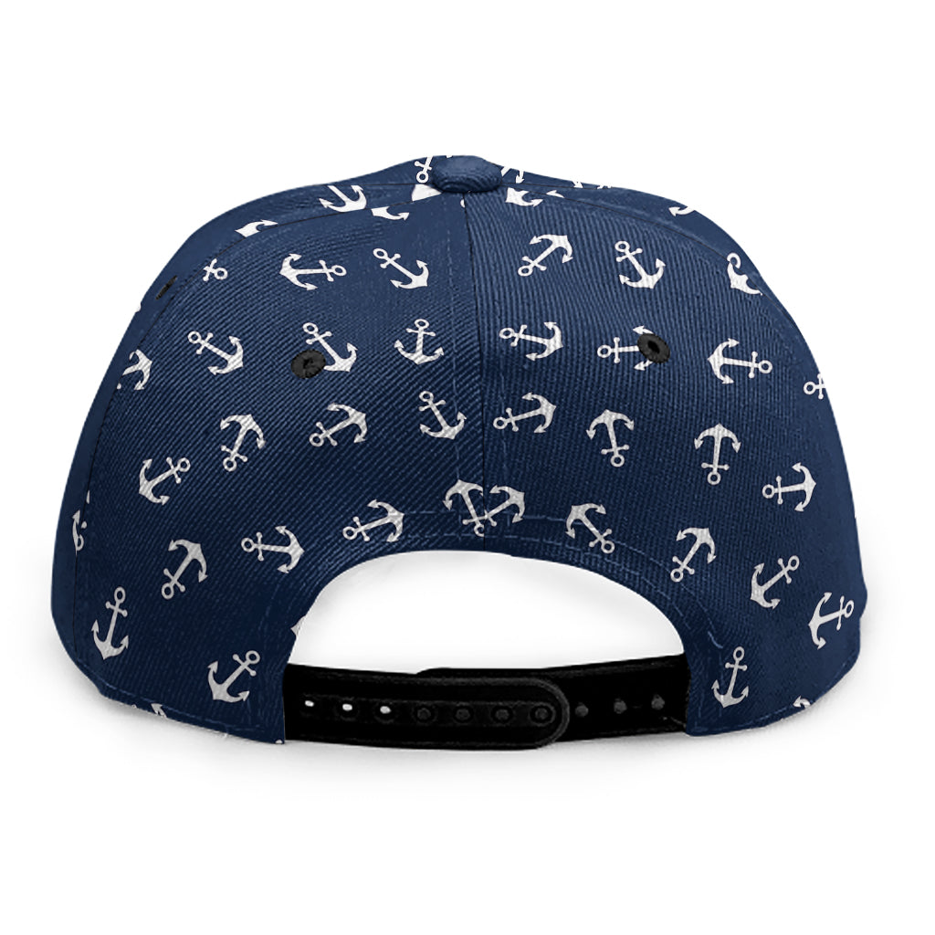 Blue And White Anchor Pattern Print Snapback Cap