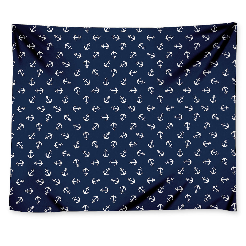 Blue And White Anchor Pattern Print Tapestry