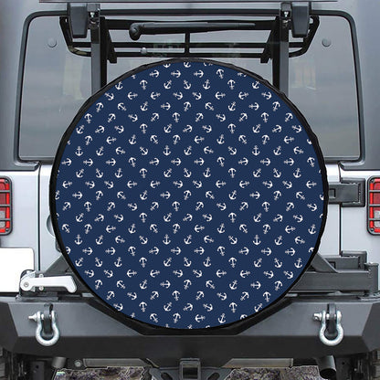Blue And White Anchor Pattern Print Tire Cover