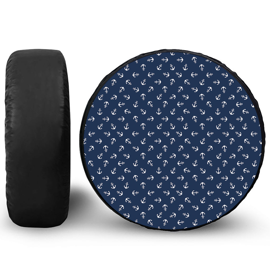 Blue And White Anchor Pattern Print Tire Cover