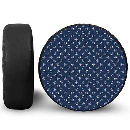 Blue And White Anchor Pattern Print Tire Cover