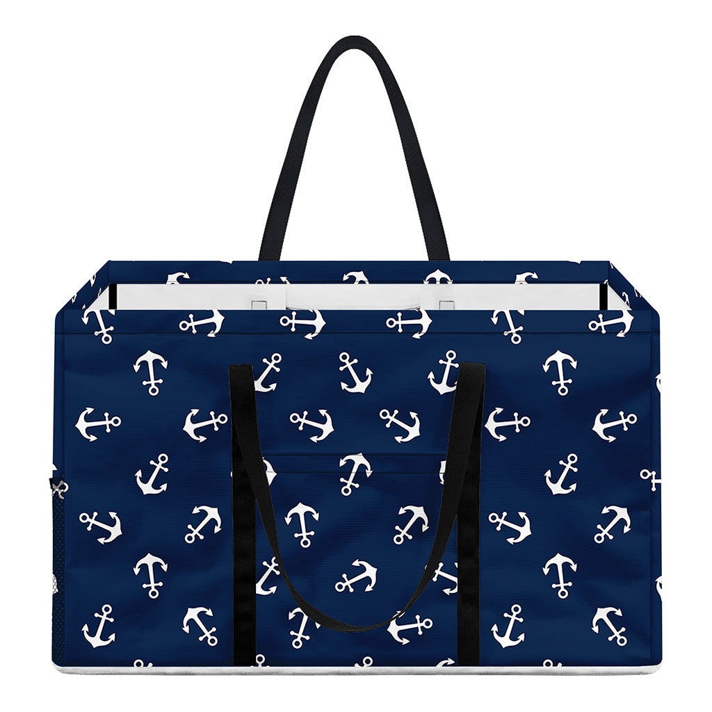 Blue And White Anchor Pattern Print Utility Tote Bag