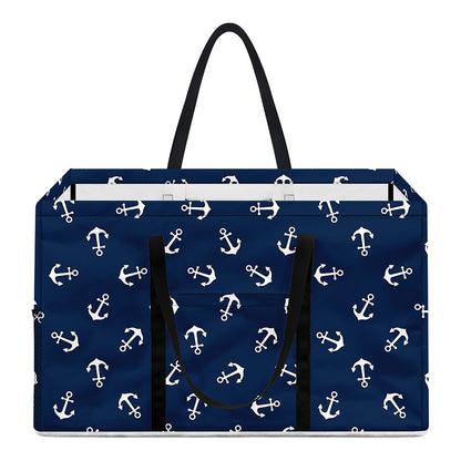 Blue And White Anchor Pattern Print Utility Tote Bag