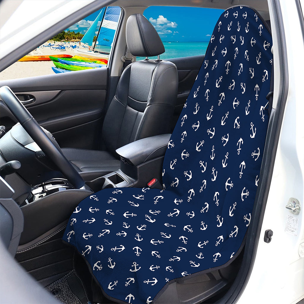 Blue And White Anchor Pattern Print Waterproof Car Seat Cover