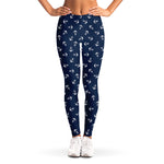 Blue And White Anchor Pattern Print Women's Leggings