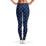 Blue And White Anchor Pattern Print Women's Leggings