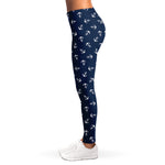 Blue And White Anchor Pattern Print Women's Leggings