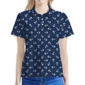 Blue And White Anchor Pattern Print Women's Polo Shirt