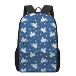 Blue And White Angel Pattern Print 17 Inch Backpack
