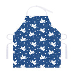 Blue And White Angel Pattern Print Adjustable Apron