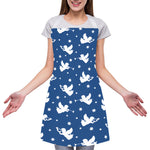 Blue And White Angel Pattern Print Adjustable Apron