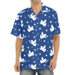 Blue And White Angel Pattern Print Aloha Shirt